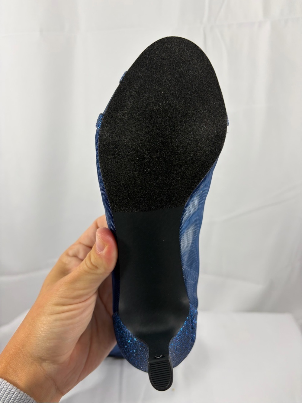 NWT easy street Women’s Size 5.5 Navy Blue Sparkly Mesh Heels - Picture 6 of 8